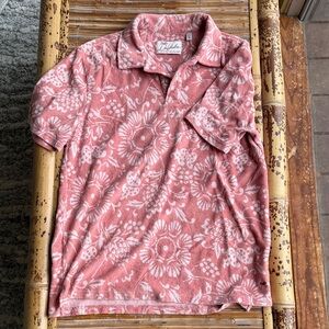 Kahala Men's Floral Coral Polo Shirt